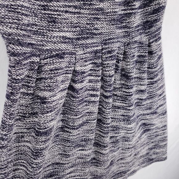 Ann Taylor LOFT Tank Dress Womens 2 Navy White Marled Pleated Knit Zip Up Mini - Picture 4 of 14